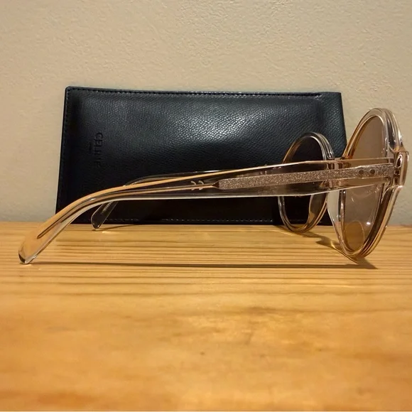 CELINE CL400511 Round Sunglasses MSRP $430 Pink Translucent 400511 - Picture 4 of 13